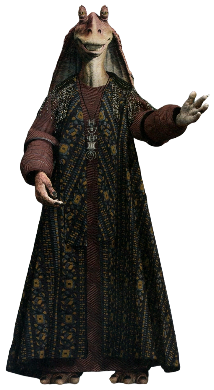 Jar Jar Binks in senator robes